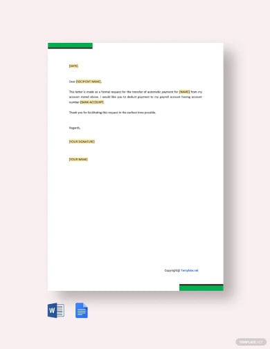 request letter for transfer of payment template