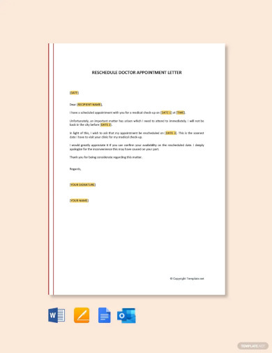 reschedule doctor appointment letter template