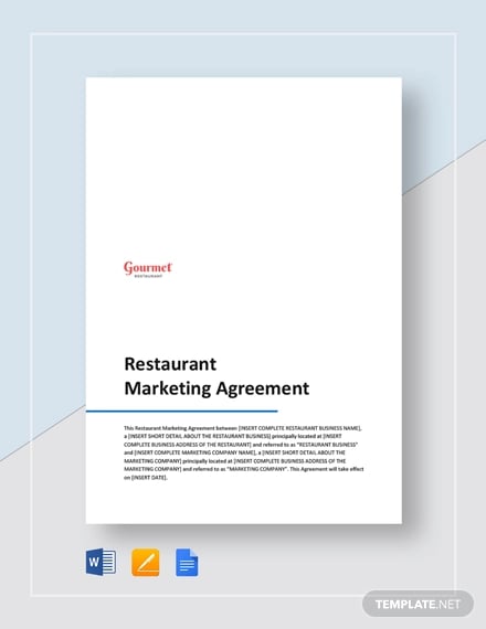 restaurant marketing agreement template