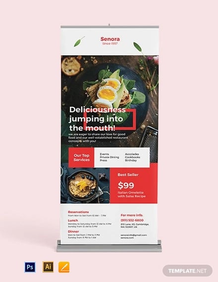restaurant services roll up banner template