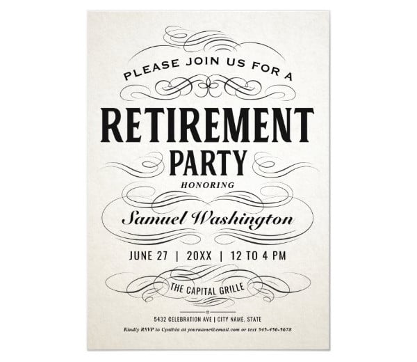 retirement party invitations vintage