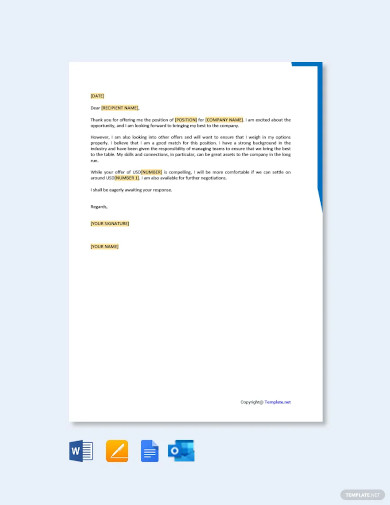 salary negotiation counter offer letter template