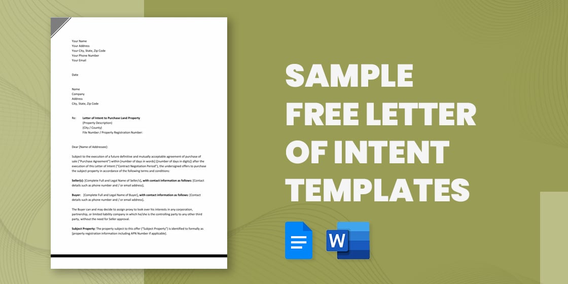 sample free letter of intent templates – pdf word