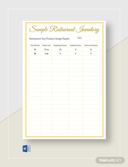 19+ Restaurant Inventory Templates – Sample, Example, Format Download