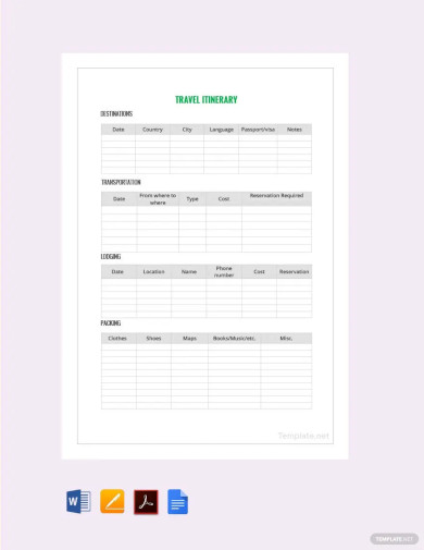 Free 42+ Itinerary Templates Microsoft Word Documents Download