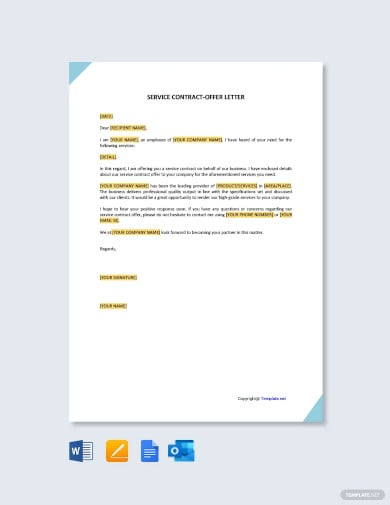 service contract offer letter template