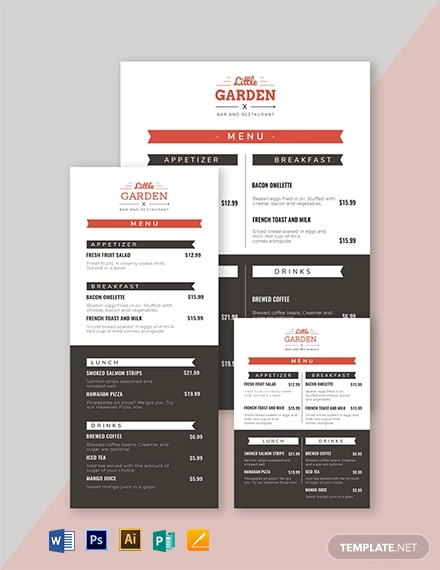 small restaurant menu template