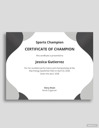 sports champion certificate template
