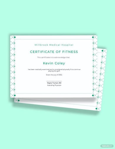 sports fitness certificate template