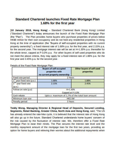 standard charted fixed rate mortgage