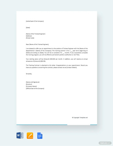 Trainee Appointment Letter - 9+ Free Word, PDF Documents Download!