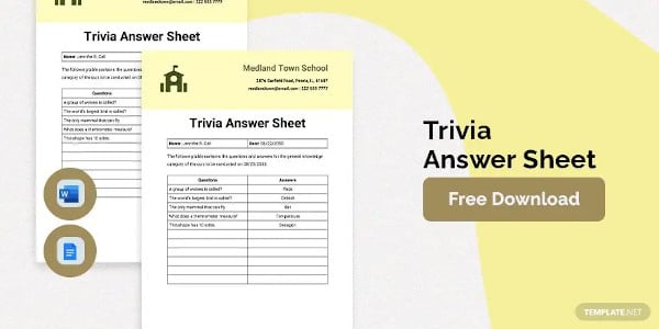 trivia answer sheet template