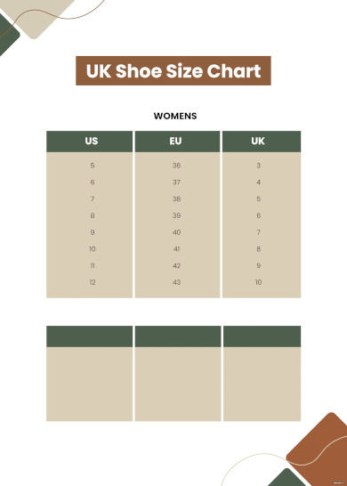uk shoe size chart