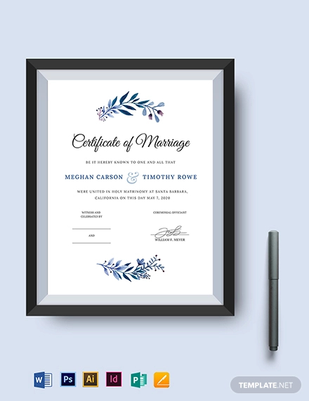 Editable Marriage Certificate Template Custom Certificate Of -  Portugal