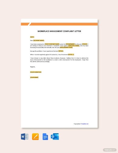 workplace harassment complaint letter template
