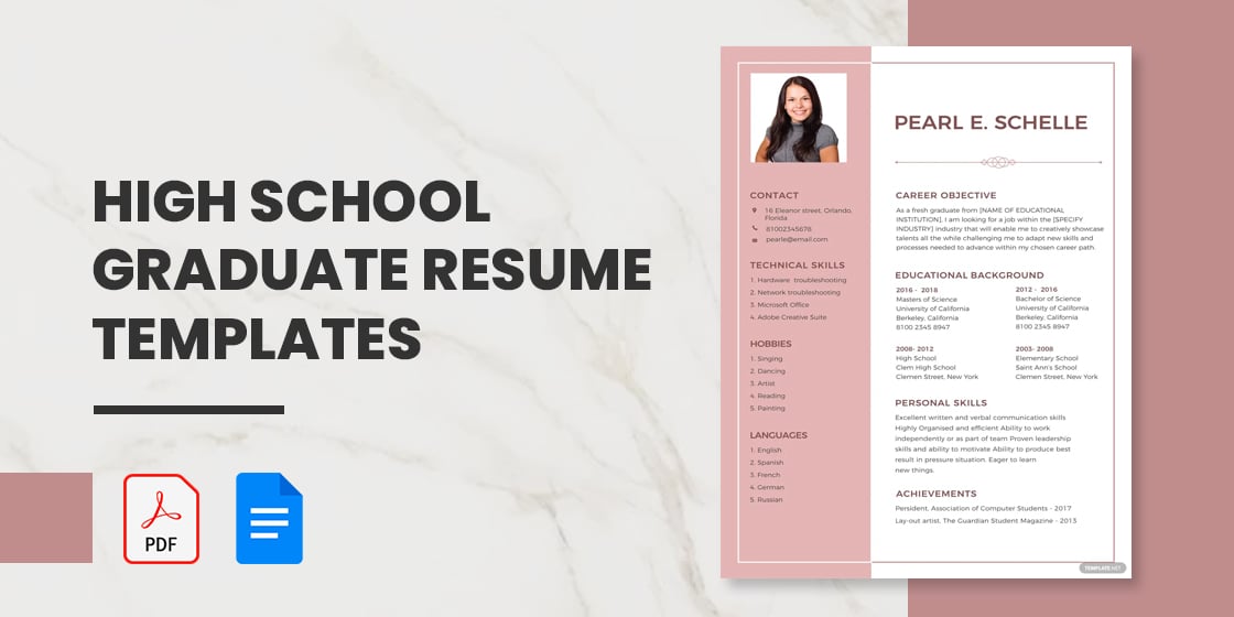 resume template for recent high school graduate