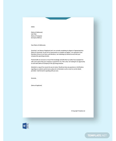 Cover Letters For Internship - 7+ Free Word, PDF Documents Download