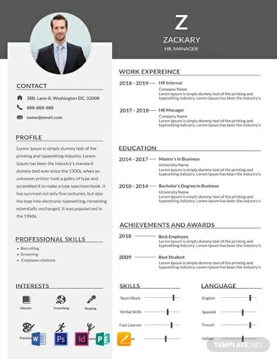 creative hr manager resume template