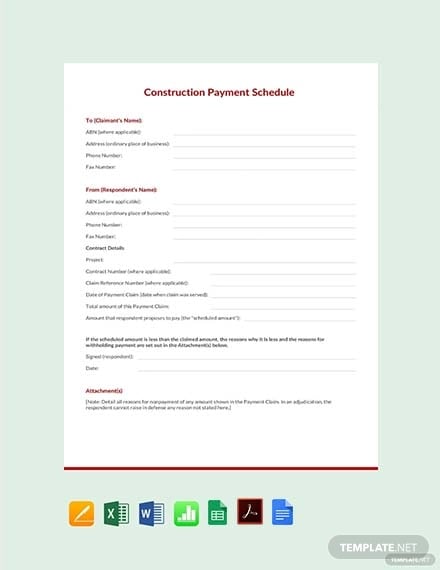 free construction payment schedule template