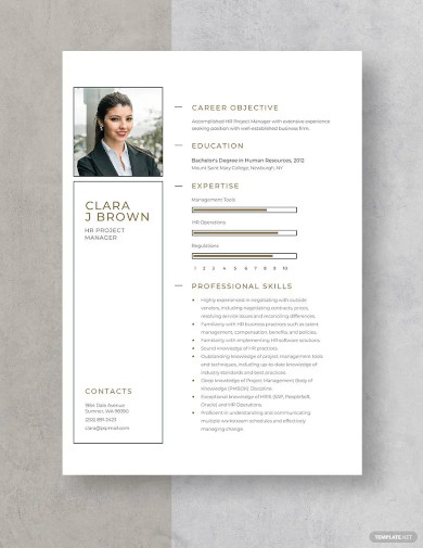 free hr project manager resume template