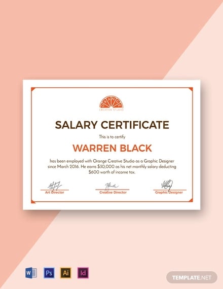 free monthly salary certificate template