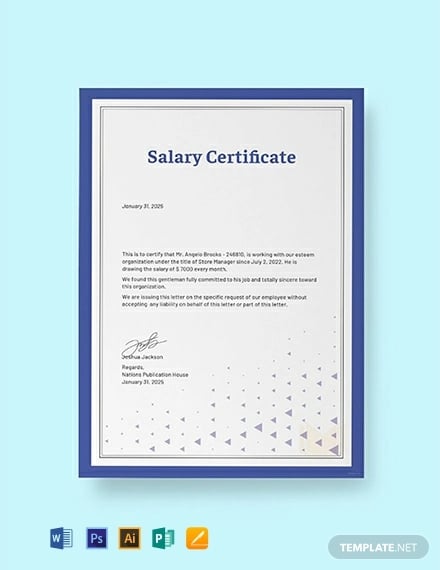 free salary certificate template