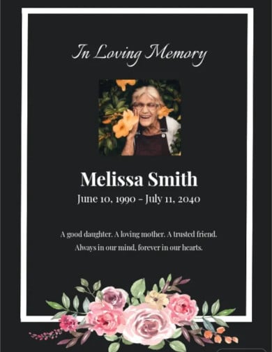 funeral obituary remembrance card