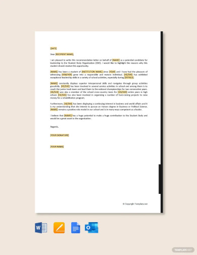 16+ Letter of Recommendation for Student - PDF, DOC