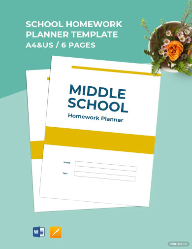 middle school homework planner template