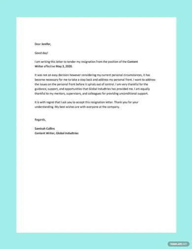 14+ Resignation Letter Formats in MS Word | PDF | Google Docs | Apple ...