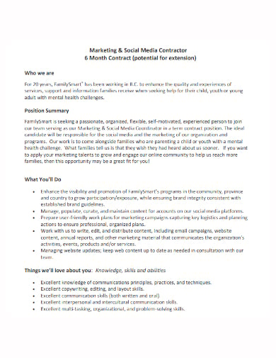 11  Social Media Marketing Contract Templates PDF Word