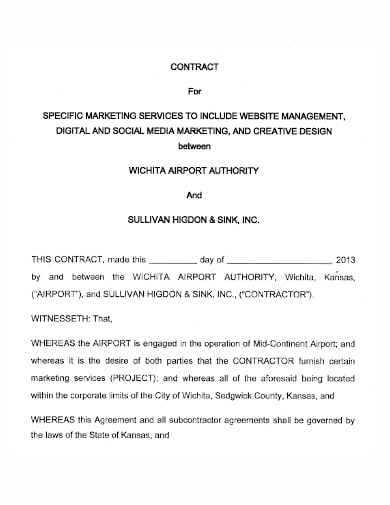 social media marketing consultant contract