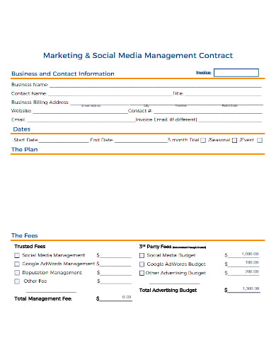 11  Social Media Marketing Contract Templates PDF Word