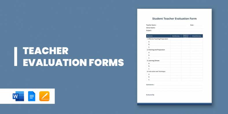 12+ Teacher Evaluation Forms in Word | Apple Pages | PDF