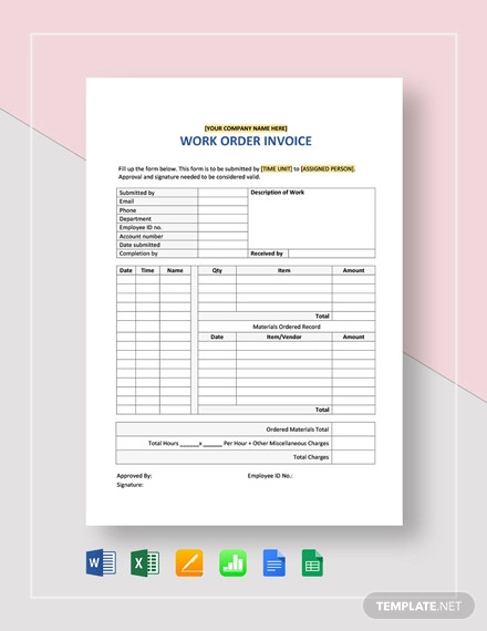 work order invoice template