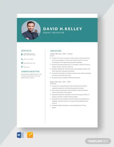 agency recruiter resume template