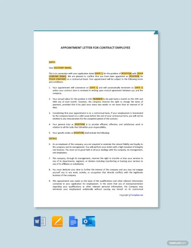 appointment letter for contract employee