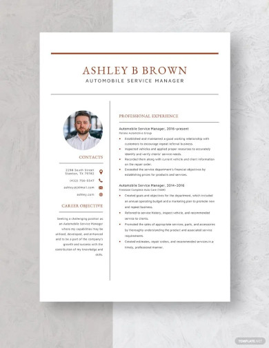 Automobile Resume Templates - 29+ Word, PDF, Apple Pages, InDesign, PSD ...