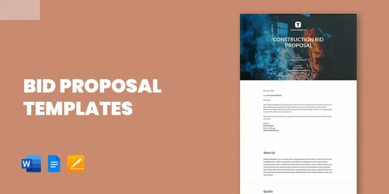 22+ Bid Proposal Templates – Word, PDF, Google Docs, Apple Pages