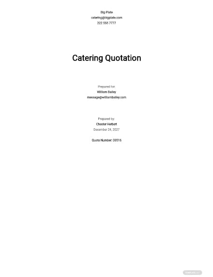 catering quotation template