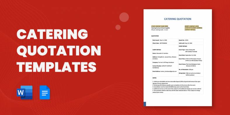 16+ Catering Quotation Templates – Word, PDF