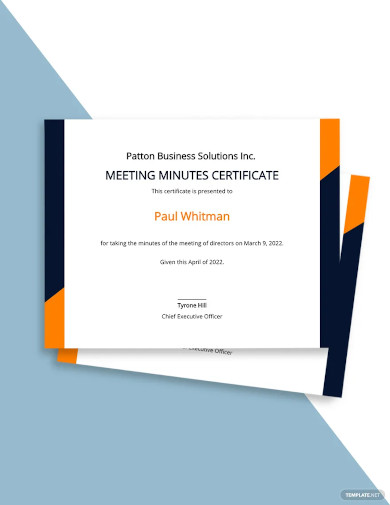 certificate of minutes of meeting of directors template