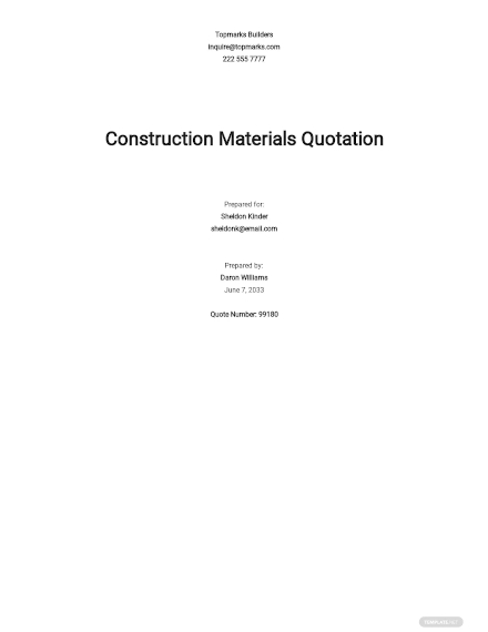 construction material quotation template