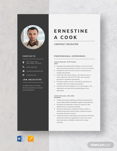 contract recruiter resume template