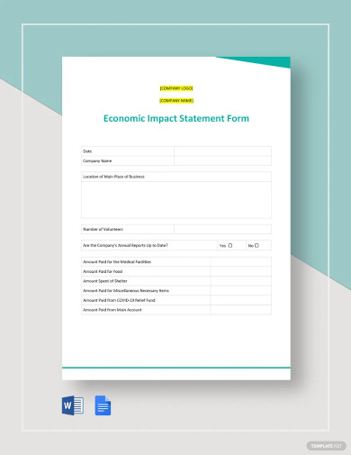 coronavirus economic impact statement form template