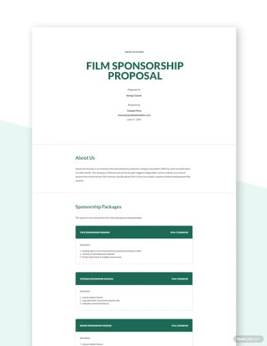 film sponsorship proposal template