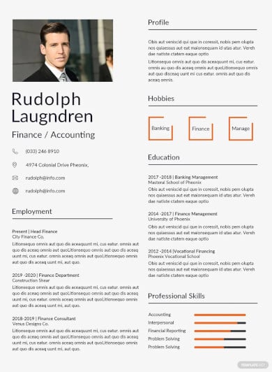 finance resume template