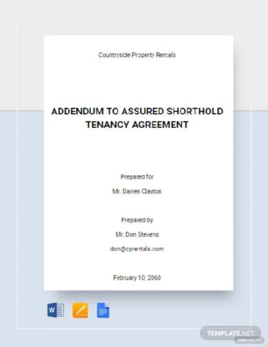 free addendum to assured shorthold tenancy agreement template
