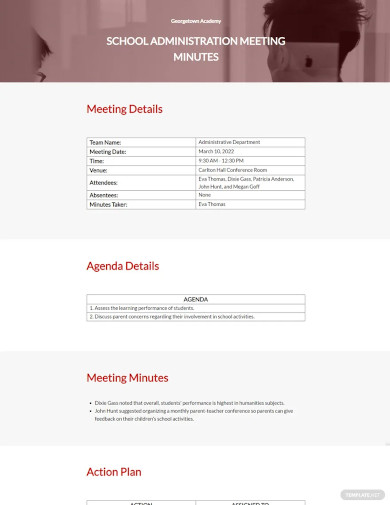free minutes of meeting for school improvement template