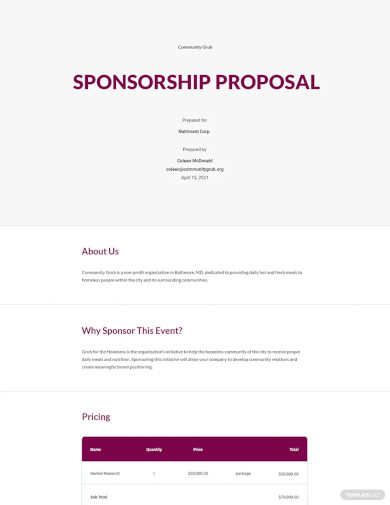 Sponsorship Proposal Template - Free 39+ Word, Excel, PDF Format Download